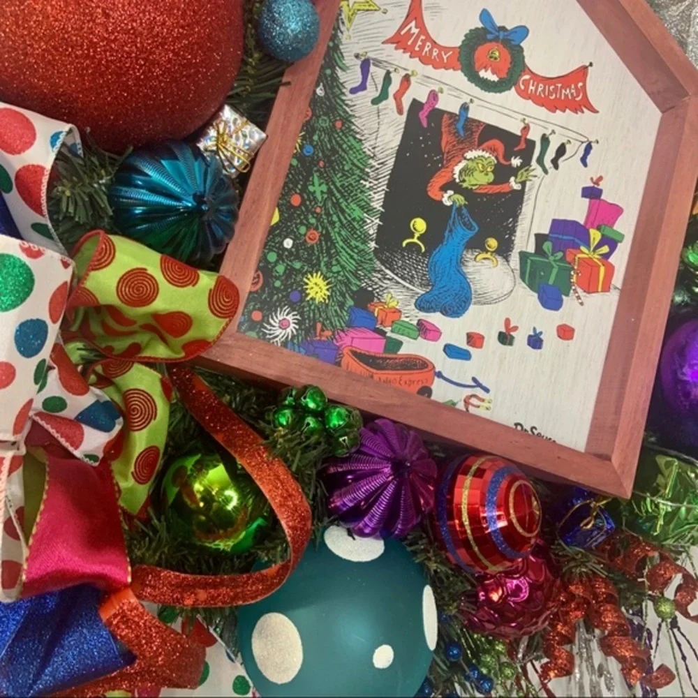 Grinch Stole Christmas Colorful Designer Wreath